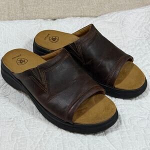 Ariat Women's 7.5 Brown Bridgeport Leather Sandal Slip On Casual Comfort Style